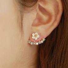 Women Earrings Cute Daisy Flower Shiny Rhinestone Ear Jacket Stud Girl Jewelry 2024 - buy cheap