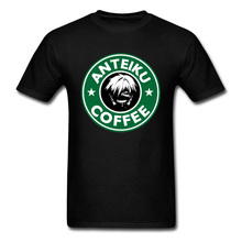 Camiseta de café de Anteiku para hombres, camisa de Tokyo Ghoul, Tops verdes y negros, camisetas únicas de Anime para amantes, ropa juvenil de estilo japonés de algodón sin decoloración 2024 - compra barato