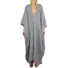 2019 Womens Summer Striped Oversized Dress Casual Kaftan Long Sleeve Loose Dresses Elegant Long Maxi Boho Dresses Vestidos 2024 - buy cheap