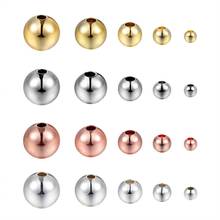 1 Pack/lot Size 2/3/4/5/6mm Rose Gold/Silver Color Brass Spacer Beads Ball Loose Beads for Charms Bracelets DIY Jewelry Making 2024 - buy cheap