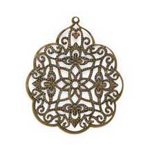 10/30 peças amuletos de bronze pena de flor vazada, envoltório em forma de flor, contato com enfeites 58x48mm 2024 - compre barato