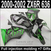 ABS Injection mold Fairing Kit For Kawasaki zx6r 2000 2002 2001 / 00 01 02 Green flames Fairings S141 2024 - buy cheap