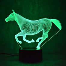 Luz LED 3D de noche Coral caballo 7 colores cambio luces LED USB novedad inalámbrica 3d lámpara niños habitación Led luz de noche de los niños 2024 - compra barato