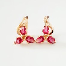 New Fashion Women Earrings Red Cubic Zircon Trendy 585 Gold Color Jewelry Office Luxury  Drop Earrings 2024 - buy cheap