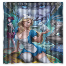 New Custom Design!Anime Alice in Wonderland Printed Waterproof Polyester Shower Curtain/Bath Curtain(Size:180X180CM) 2024 - buy cheap