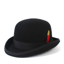 100% Australia Wool Women's Men's Black Brown Bowler Hat For Gentleman Crushable Billycock Groom Hats 4Size S M X XXL 2024 - buy cheap