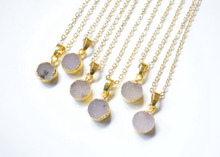 New Natural Agat e Geode drusy Necklace With Gold Chain 18" 5pcs/lot 2024 - buy cheap