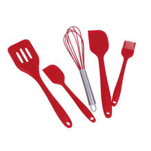 5Pcs/Set Red Silicone Cooking Tool Sets Egg Beater Spoon Spatula Oil Brush Kitchenware Kitchen Utensils Sets with Box 2024 - buy cheap