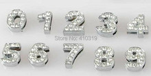 Wholesale 100pcs/lot 10mm 0-9 rhinestone number slide charm fit for 10mm phone strips 2024 - buy cheap