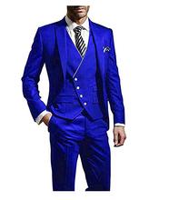 New Style Groomsmen Royal Blue Groom Tuxedos Peak Lapel Men Suits Wedding Best Man Blazer ( Jacket+Pants+Vest+Tie ) C463 2024 - buy cheap