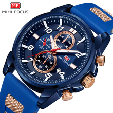 MINI FOCUS-Reloj de negocios de lujo para hombres, cronógrafo de pulsera con correa de silicona, de cuarzo, militar, color azul 2024 - compra barato