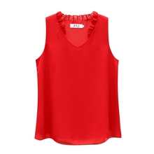 Women's blouse Fashion Brand sleeveless  Summer Chiffon shirt Sheer V-Neck Casual blouse Plus Size 4XL Loose Female Tops 2024 - buy cheap