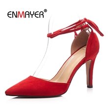 Enmayer criança camurça apontou toe sapatos mulher basic casual super alta zapatos de moda 2018 de vestir tamanho 34-40 ly477 2024 - compre barato