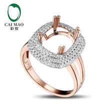 CaiMao Cushion cut Semi Mount Ring Settings & 0.45ct Diamond 14k Rose Gold Gemstone Engagement Ring Fine Jewelry 2024 - buy cheap