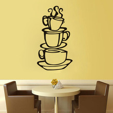 Venta al por mayor impermeable negro taza de café de pared pegatinas de papel de cocina Decoración Cocina decoración de la pared arte casa decoración Interior 2024 - compra barato