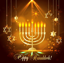 Happy Hanukkah Shining Star Light Bokeh hallway background  High quality Computer print party photo backdrop 2024 - buy cheap