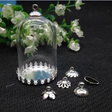 5sets 38*25mm tube glass globe silver crown base tray beads cap free clasp glass vial pendant glass cover dome necklace pendant 2024 - buy cheap