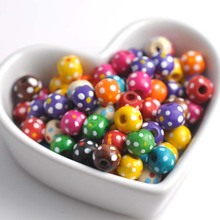Mixed Dot Pattern Round Ball Shape Wooden Spacer Beads For Jewelry making DIY 10mm 100pcs MT0027X 2024 - buy cheap