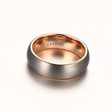 Free Engraving 6mm Tungsten Carbide Silver & Rose Gold Brushed Domed Promise Rings Matt Finish 2024 - buy cheap