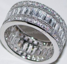Anillo de compromiso de boda para mujer, de tamaño 5-11 joyería de lujo, CZ completo, 10kt, oro blanco lleno, GF 2024 - compra barato