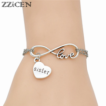 Fashion Women's Antique Heart Mom Daughter Sister Pendant Infinity Love Charm Metal Chain Bracelets Family Gifts Jewelry 2024 - buy cheap
