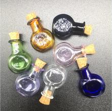 10pcs colorful flat round Wishing Bottle vial Pendants Perfume essential oil Cork Plug Glass Hand-Blown jewelry Necklace 2024 - buy cheap