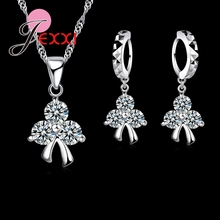 Fine 925 Sterling Silver Austrian Crystal Bridal Wedding Jewelry Sets Women Engagement Necklace Earring Sets Present Accessory 2024 - buy cheap