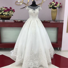 Princess Ball Gown White Ivory Wedding Dress Cap Sleeves Full Length Bridal Gown Long vestidos de novia 2019 Robe de mariee 2024 - buy cheap