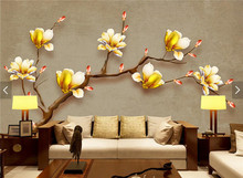 Papel tapiz 3D personalizado de Magnolia Denudata para decoración de pared de dormitorio, rollo de papel tapiz de flores para sala de estar 2024 - compra barato