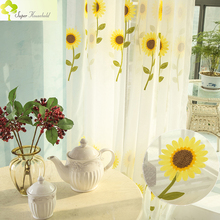 2018 New Sunflower Curtains for Living Room Tulle Window Screening Embroidered Sheer Curtains For Bedroom Chinese Curtains 2024 - buy cheap