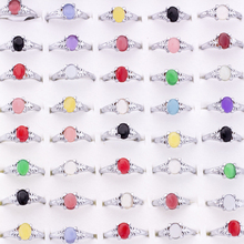 Lote de anillos de piedra de colores para mujer, joyería de moda, anillo de piedra, 50 unids/lote 2024 - compra barato