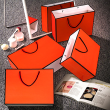 10 unidades de sacos de papel laranja grande para embalagens, sacos de papel de presente para vestuário com alças, sacos de compras para presentes festivais 2024 - compre barato