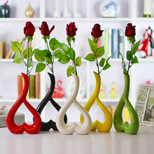 Креативные 3D в форме сердца Свадебные украшения ваза для цветов орнамент Цветочные растения керамические вазы контейнер аксессуары для домашнего декора 2024 - купить недорого