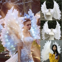 Costumed pure white feather angel wings for Fashion show Displays wedding shooting props Cosplay game costume adult angel wing 2024 - buy cheap