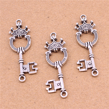 Sweet Bell 15pcs/lot 5*17*55mm Antique   Vintage Crown Key Charms Pendants for Jewelry connector DIY Handmade Craft D6011 2024 - buy cheap