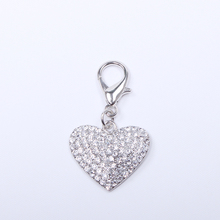 Dog Cat Rhinestones Heart Tag Charm Pendant Cat Puppy Collar Charm Necklace Accessories Jewelry 2024 - buy cheap