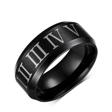 Numerais romanos preto anel de aço inoxidável legal masculino anel cocktail casamento jóias atacado 2024 - compre barato