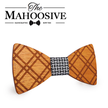Mahoosive-pajarita de madera sólida auténtica para hombre, corbata de lazo para boda, accesorios de mariposa para fiesta 2024 - compra barato