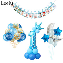 Leeiu Boy First Birthday Party Decorations Happy Birthday Banner 1st Birthday Confetti Ballons 1 Birthday Party Supplies 2024 - buy cheap