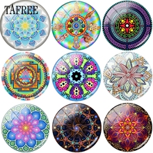 Tafree na moda charmosos mandala padrão contas de vidro cabochon cúpula base capa pingentes 12mm - 20mm no dia bonita jóias descobertas 2024 - compre barato