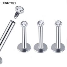 Junlowpy 30 peças de anel labret, anel cirúrgico de aço inoxidável 16g, pedra de gema internamente, faixa de lábio, piercing de anel 2024 - compre barato