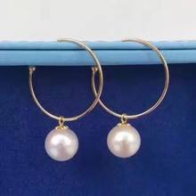 Pair of 11-12mm South Sea Round White Pearl Dangle Earrings  Yellow Gold 2024 - buy cheap