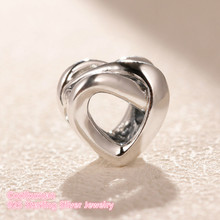 2019 Mother's Day 100% 925 Sterling Silver Knotted Heart Charm beads Fits Original Pandora bracelets Jewelry Making 2024 - buy cheap