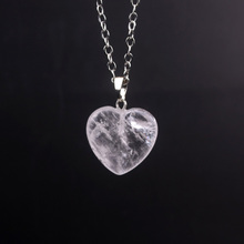 Wholesale Assorted Fashion 50pcs Mixed Clear Quartz  Natural Stone Charms Necklaces 20mm Heart Pendants For Jewelry Making Free 2024 - buy cheap