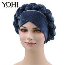 Turbante de terciopelo para mujer, gorra para quimioterapia, Bandana, pañuelo para la cabeza, accesorios para el cabello 2024 - compra barato