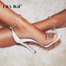 LALA IKAI Women Transparent Rivet Flock PVC Sandals Pump 2020 Slip On High Heels 11.5CM Sandals Lady Sexy Shoes 014C1246 -45 2024 - buy cheap