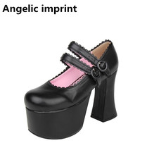 Angelic imprint woman mori girl lolita cosplay shoes lady high heels Pumps women princess dress party shoes 33-47 bowtie lace 2024 - buy cheap