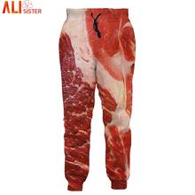 Alisister Beef Meat Joggers Pants Men Women Funny Simulation Bacon 3d Fashion Sweatpants 2021 Hot Sale Streetwear Trousers 2024 - buy cheap