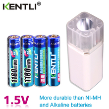 KENTLI 4pcs 1.5v 1180mWh AAA rechargeable polymer lithium battery + 4 slots aa aaa lithium battery charger with flashlight 2024 - buy cheap