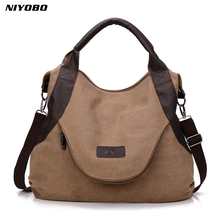NIYOBO Casual Canvas Women Handbags Female Hand Bag Tote Ladies Casual Vintage Shoulder Crossbody Bags Bolsas Mujer Hobos 2024 - buy cheap